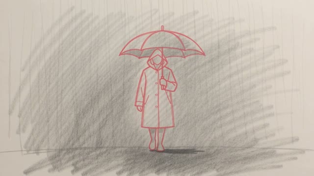 The rain crossing rendered as a pencil sketch